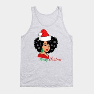 Black Woman Santa, Black Mrs Santa Claus, African American Santa, Merry Christmas Tank Top